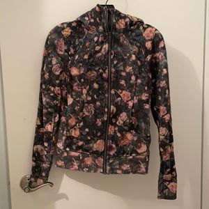Lululemon black floral zip up hoodie size 4